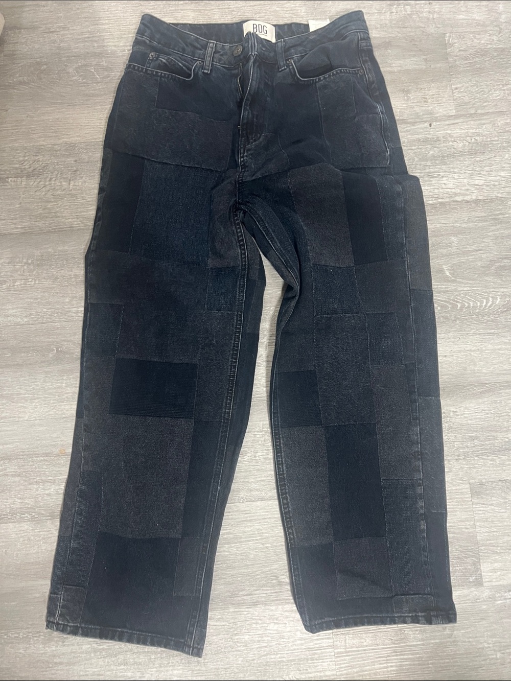 BDG Men's Black Patchwork Relaxed Jeans